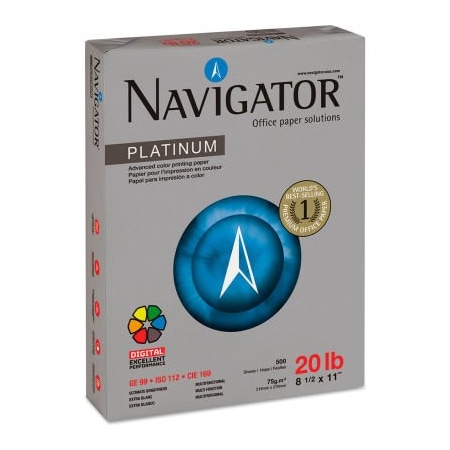 Soporcel North America Navigator Platinum Paper - White - 20 lbs. - 8-1/2in x 11in - 5000 Sheets/Carton NPL1120